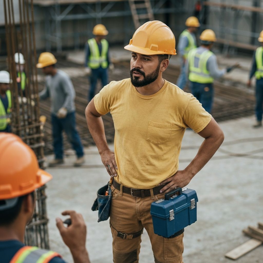 Site foreman coordinating with crew members on site.
